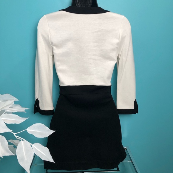 White House Black Market (WHBM) Black & White Ponte 3/4 Sleeve Tunic Top - Picture 2 of 11